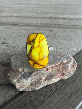 Bumble Bee Jasper Ring - Size 8.5